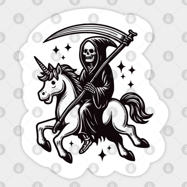 Grim Reaper Ride Unicorn Sticker by fikriamrullah